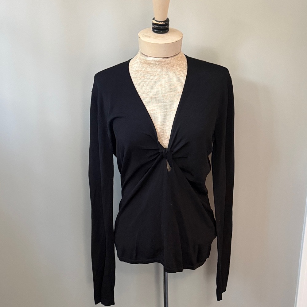 Elegant Black Women's Deep V Twisted Front Top